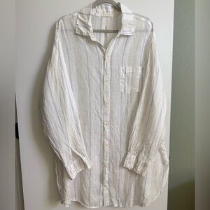 CP SHADES Striped Linen Tunic Dress Large